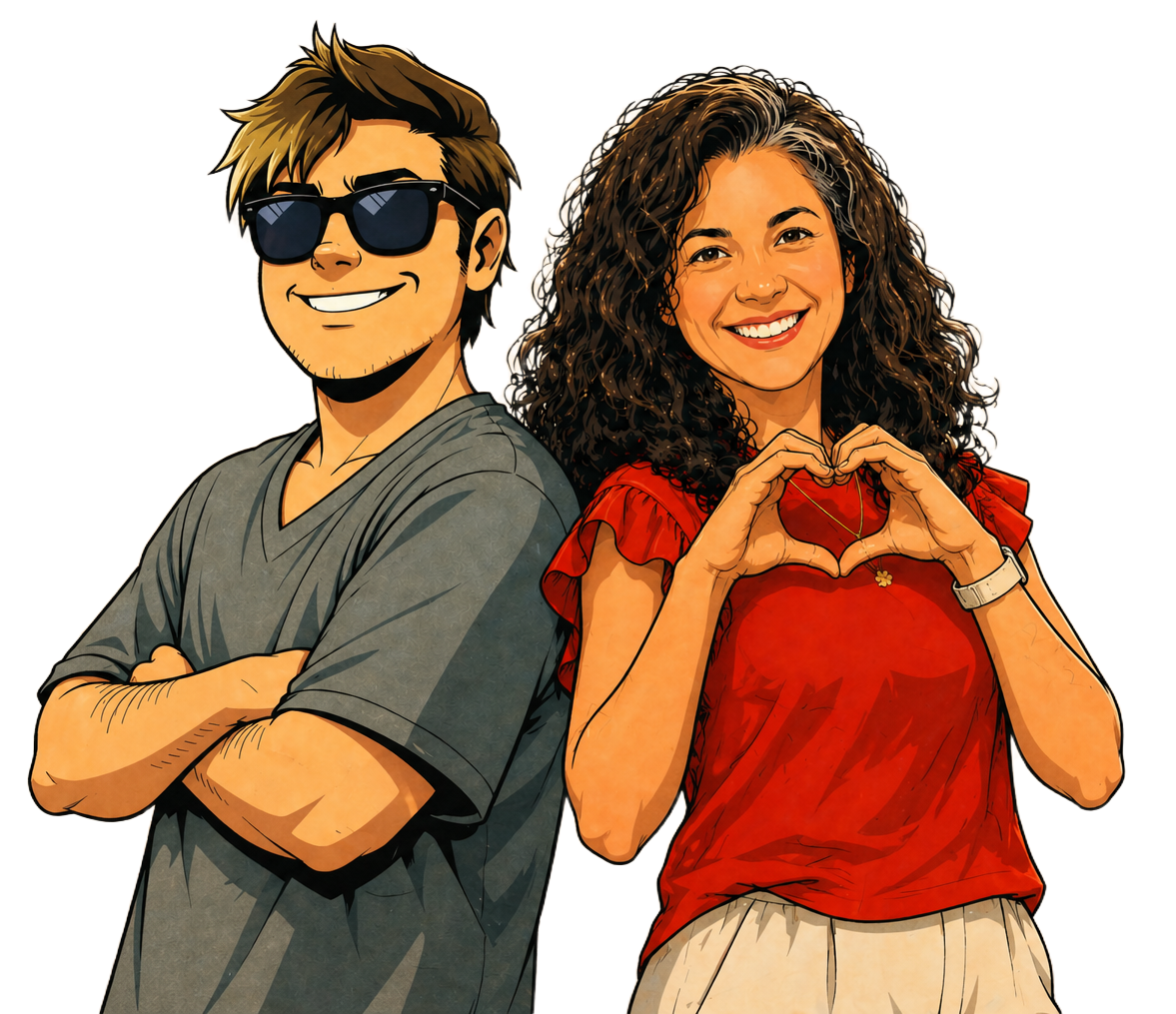 Ilustración del equipo Escarlet, Charly y Silvia.